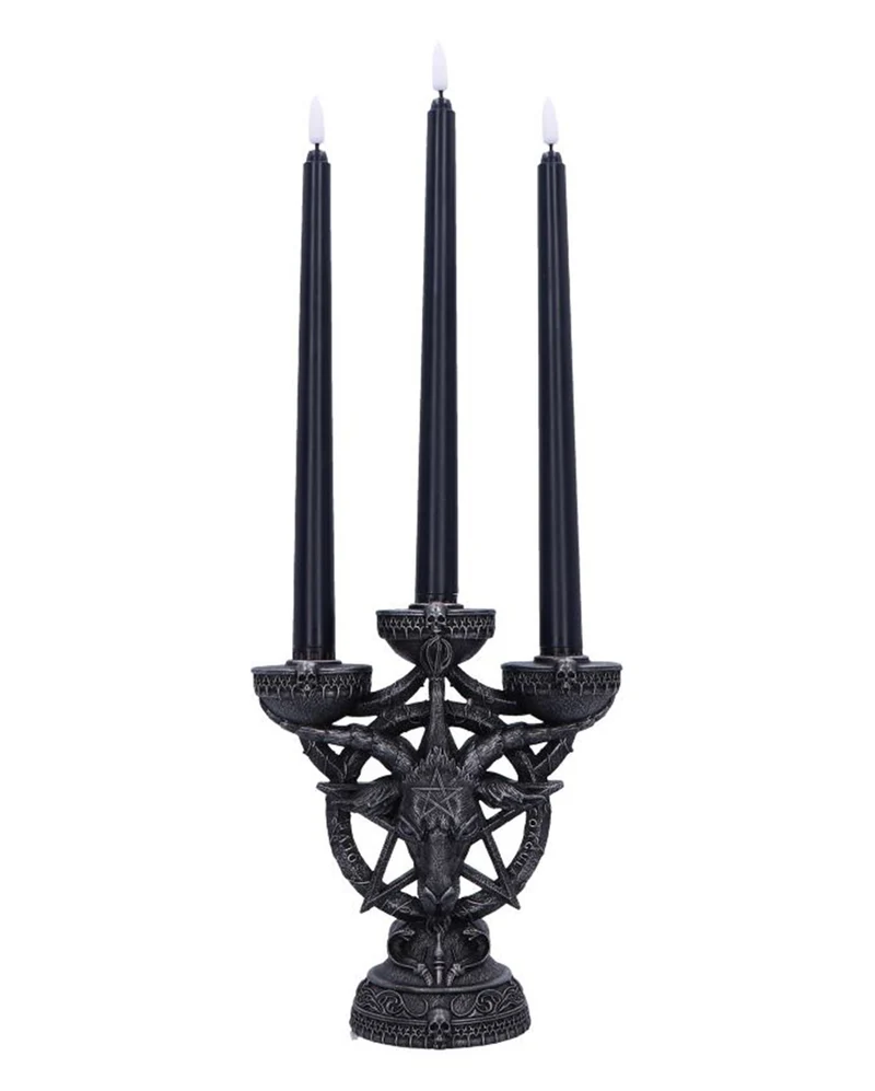 Baphomet's Strahlender Kerzenleuchter mit LED Kerzen 46cm