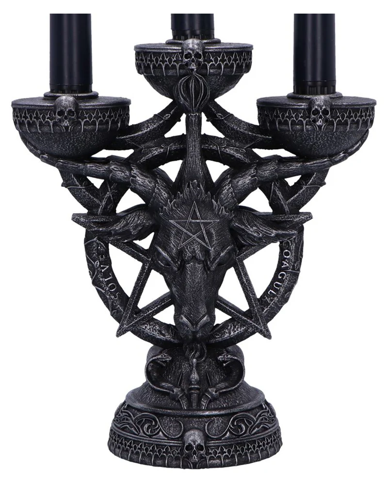 Baphomet's Strahlender Kerzenleuchter mit LED Kerzen 46cm