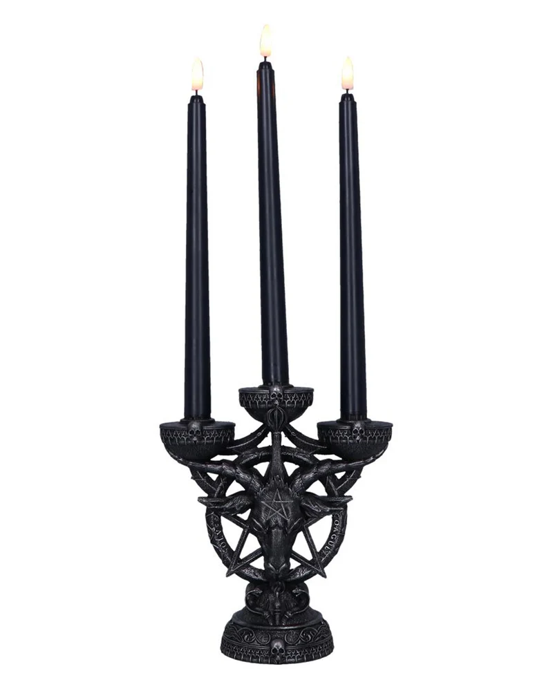 Baphomet's Strahlender Kerzenleuchter mit LED Kerzen 46cm
