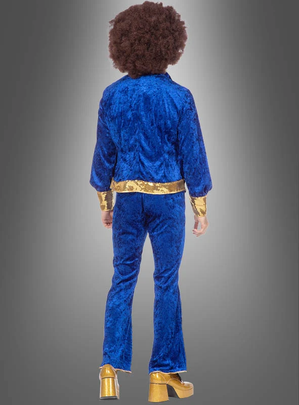 Glitzer Disco Anzug blau-gold