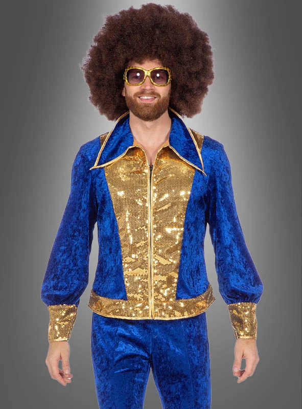 Glitzer Disco Anzug blau-gold