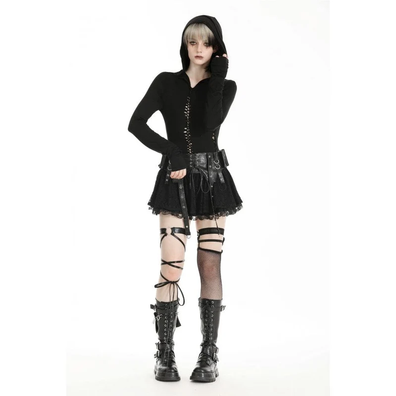 Gothic-Kapuzenpullover mit Rissen für Damen