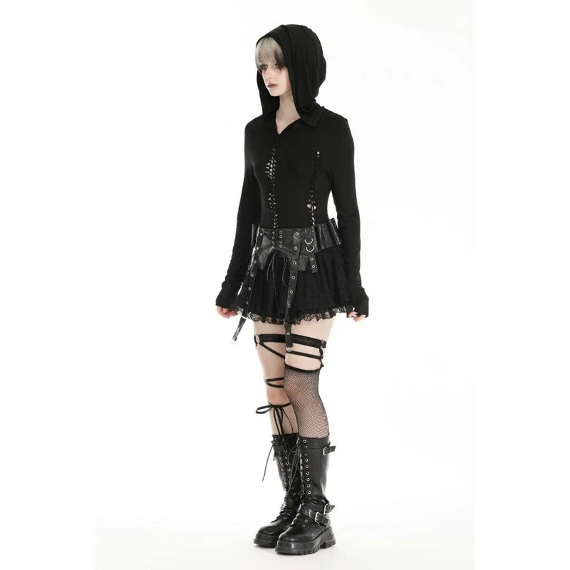 Gothic-Kapuzenpullover mit Rissen für Damen