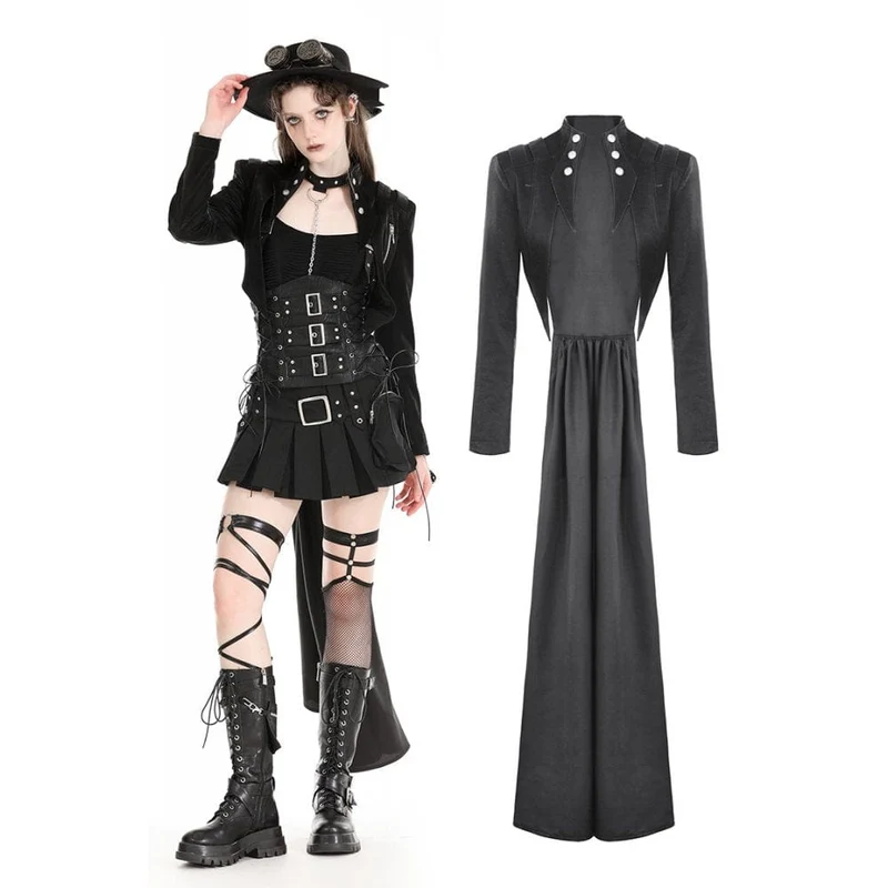 Damen Gothic High/Low Kunstleder-Spleißjacke