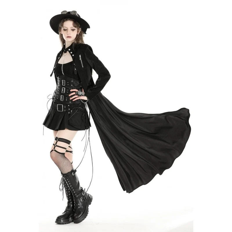 Damen Gothic High/Low Kunstleder-Spleißjacke