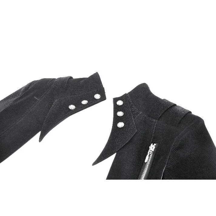 Damen Gothic High/Low Kunstleder-Spleißjacke