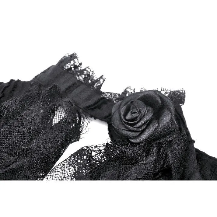 Gothic gekräuseltes Spitzenspleißhemd für Damen
