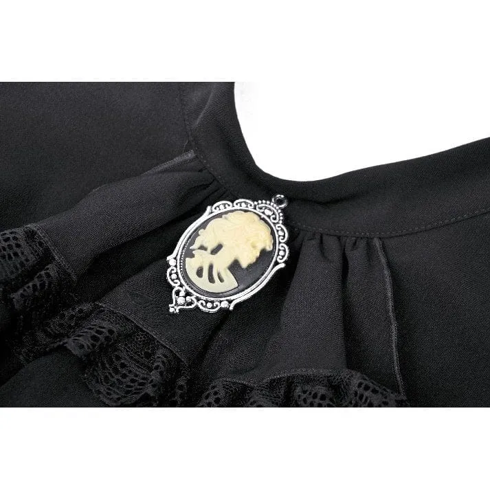 Gotisches, gerüschtes, gestreiftes Abschlusskleid für Damen