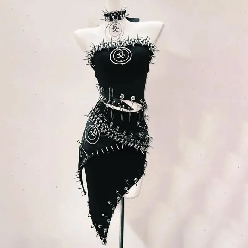 Rhinestone skull applique o ring tube top