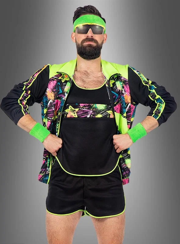 Retro Neon Aerobic Fitness Anzug Herren