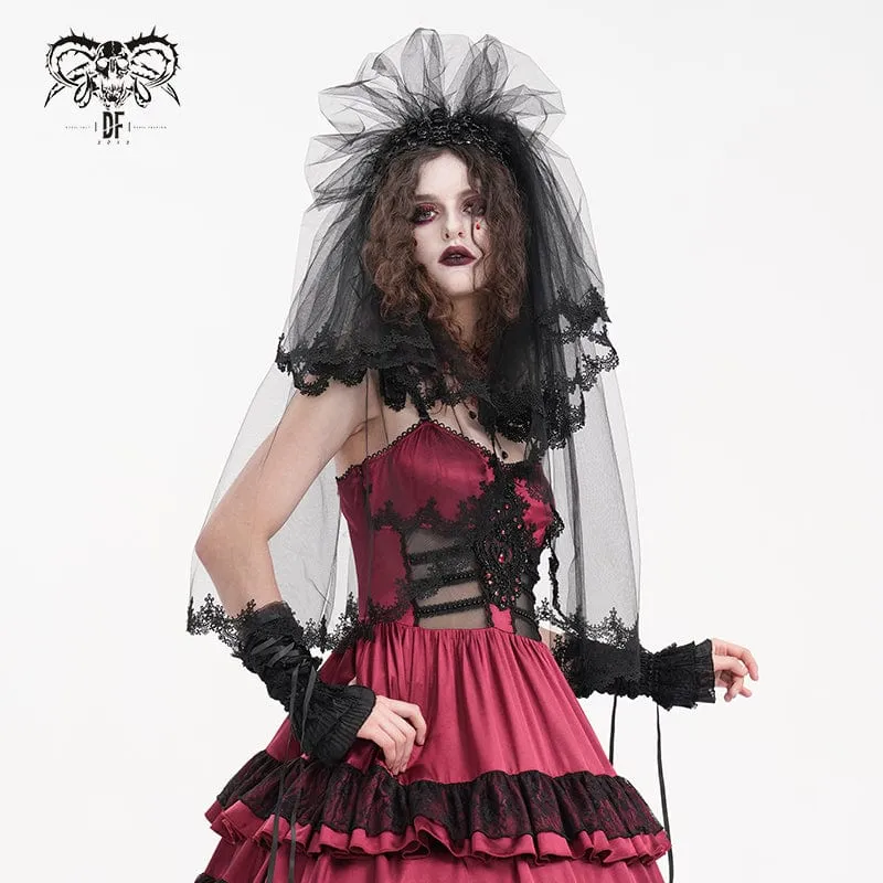 Gothic-Haarschmuck für Damen im Häkel-Netz-Stil mit Blumenmuster