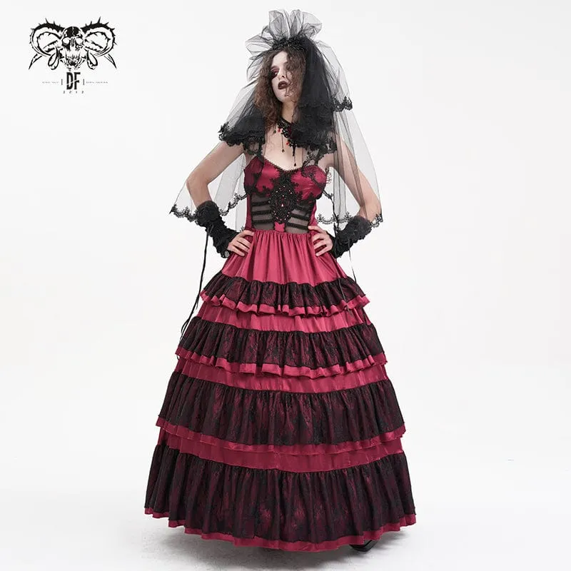 Gothic-Haarschmuck für Damen im Häkel-Netz-Stil mit Blumenmuster