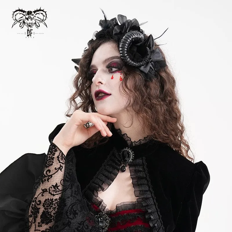 Gothic Haarschmuck für Damen mit Hornnetzriemen