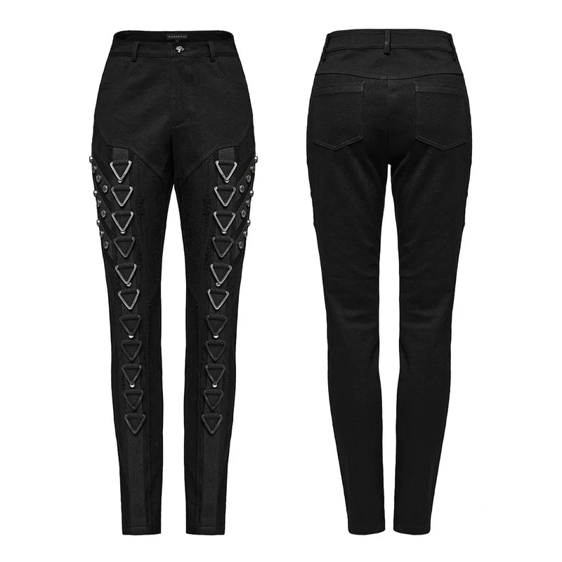 Punk-Hose aus Netzstoff mit dreieckiger Schnalle für Damen