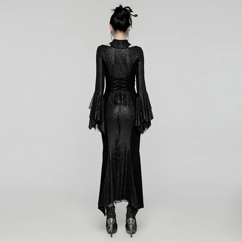 Gothic Cheongsam-Kragen Fischschwanz-Kleid für Damen Schwarz