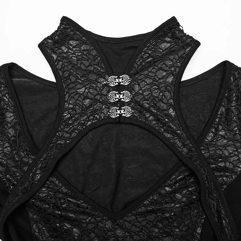 Gothic Cheongsam-Kragen Fischschwanz-Kleid für Damen Schwarz