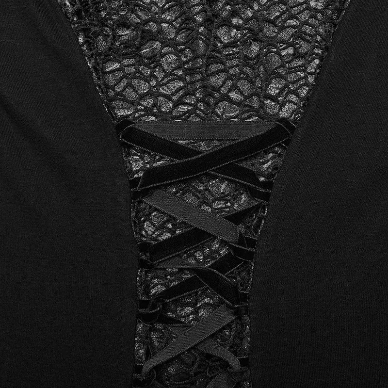 Gothic Cheongsam-Kragen Fischschwanz-Kleid für Damen Schwarz