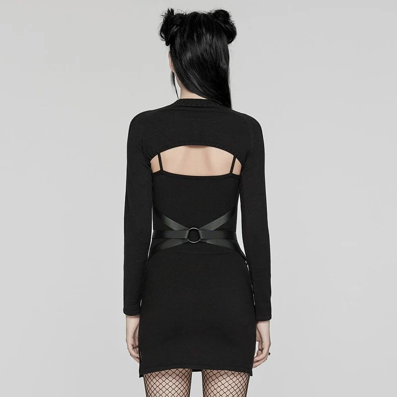 Zweiteiliges Strickkleid mit Punk-Schnalle für Musikfestivals für Damen