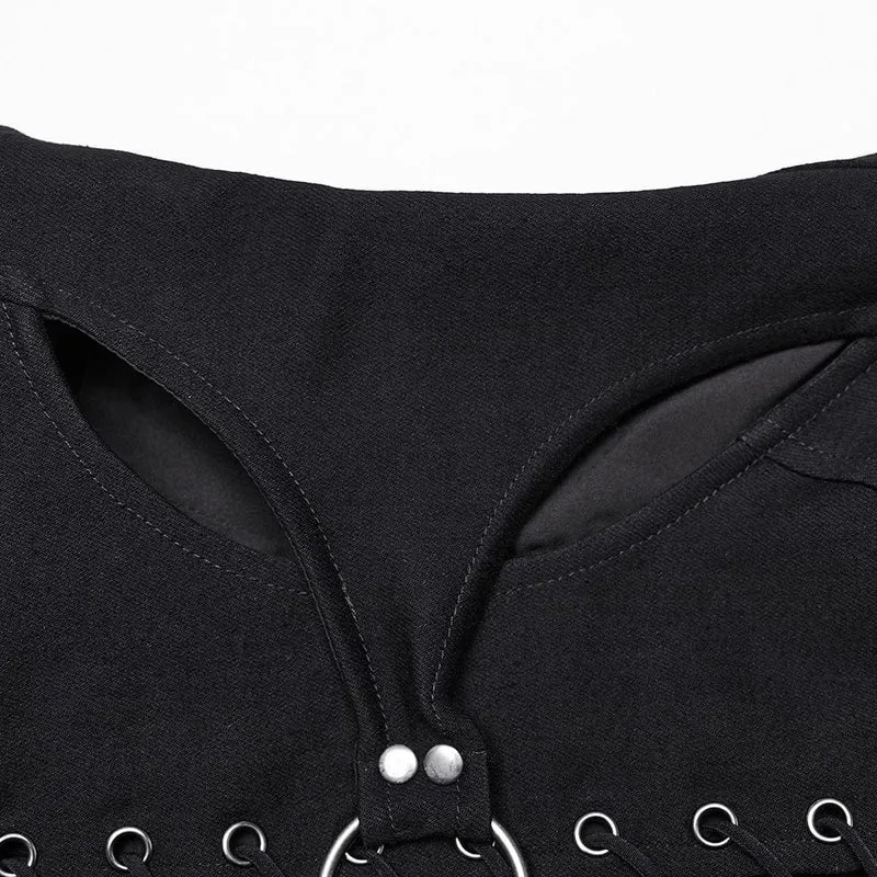 Punk-Tube-Top mit Cutout und Schnalle zum Schnüren für Damen