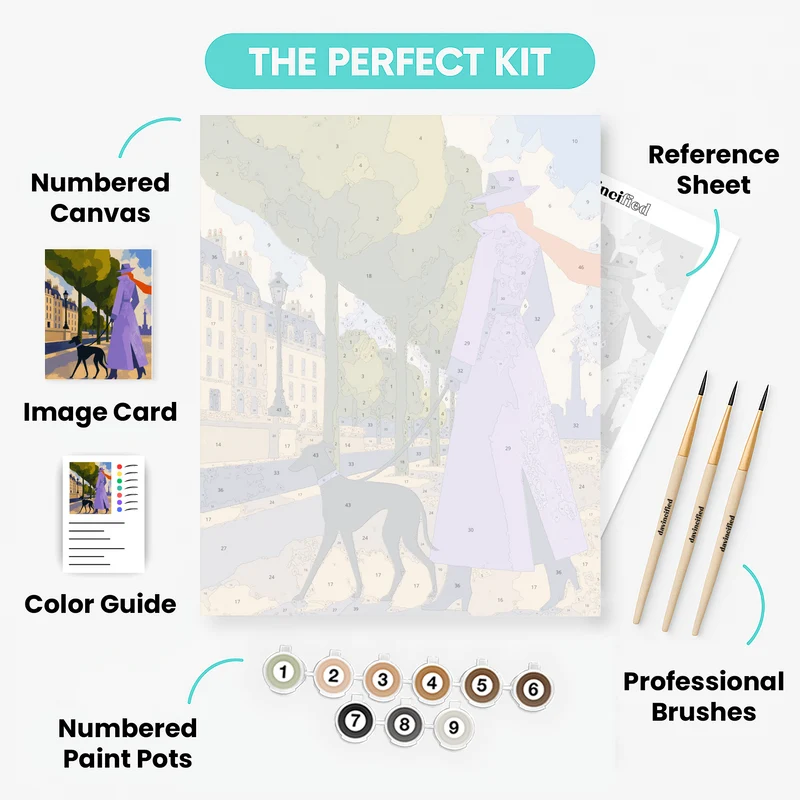 Parisian Greyhound Walk - Paint by Numbers Kit