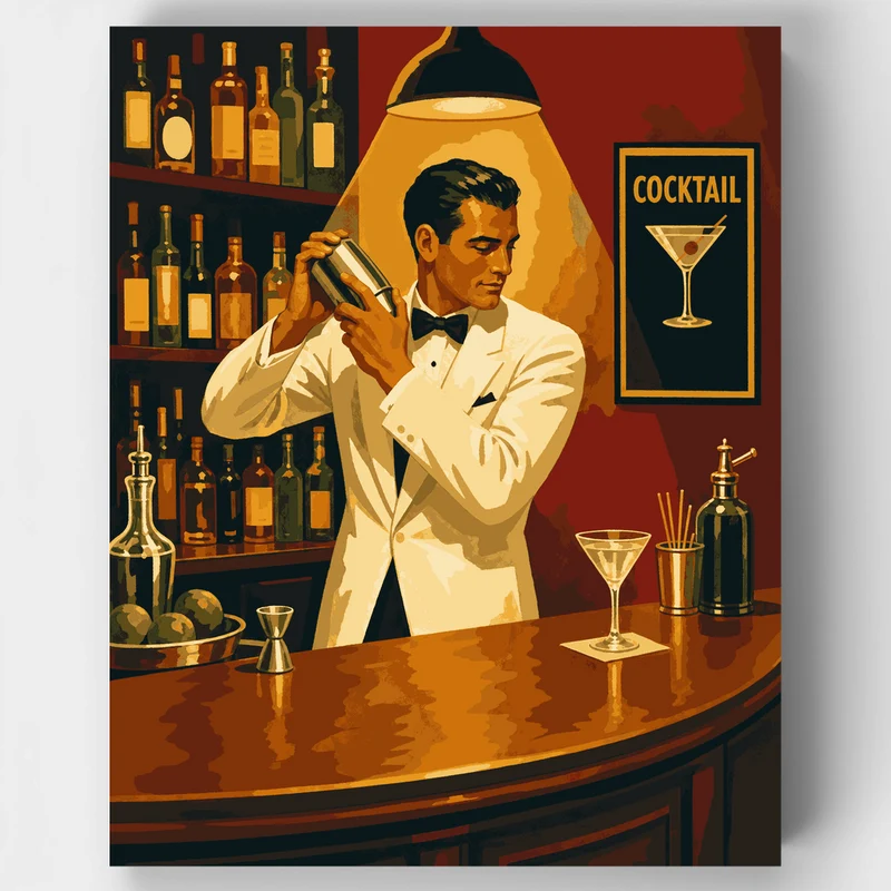 Cocktail Shaker Bartender - Paint by Numbers Kit