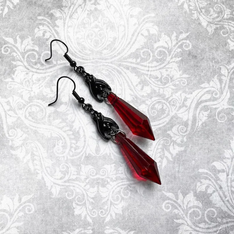 Gothic-Rubin-Fledermaus-Ohrring für Damen