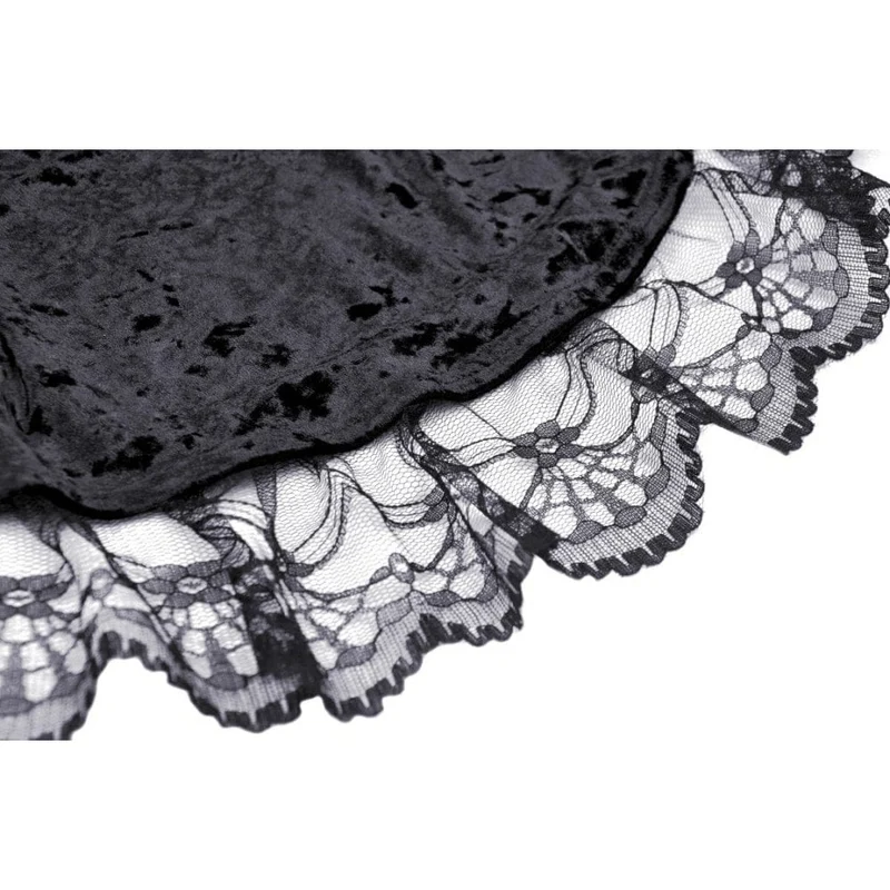 Damen Gothic Unregelmäßige Spitze Samtkleid mit Lagen
