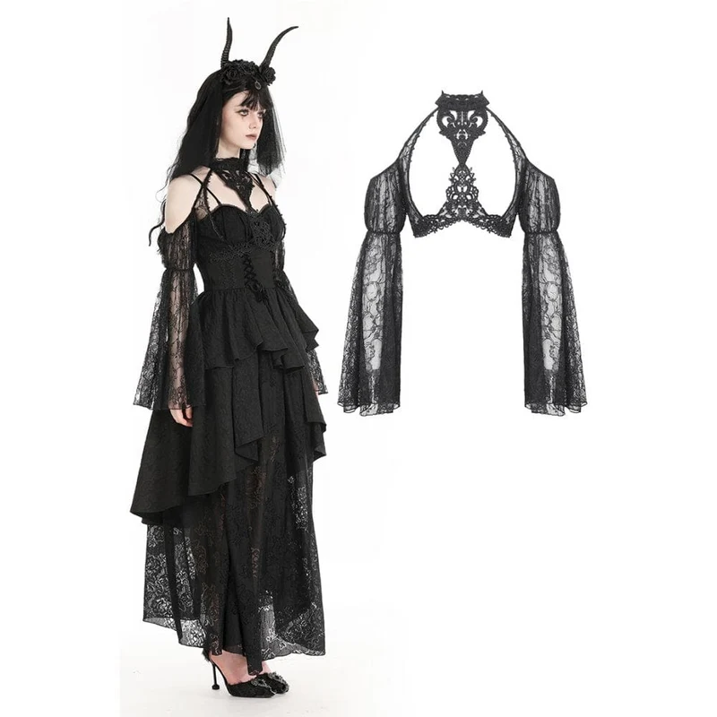 Schulterfreier Gothic-Spitzenumhang mit Ausschnitten für Damen