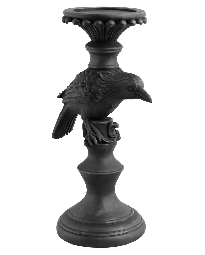 Kerzenleuchter mit schwarzem Raben 29cm