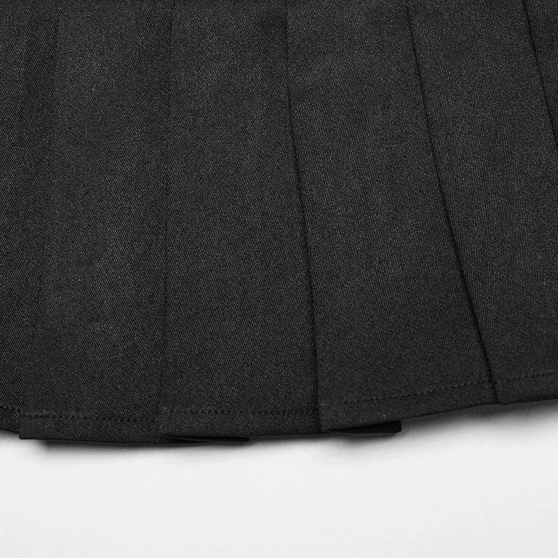 Damen Punk Faltenrock mit Rüschen und Spitze