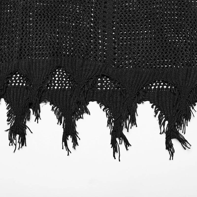 Damen Punk Tiefer Ausschnitt Ungesäumtes Mesh Flitterwochenkleid