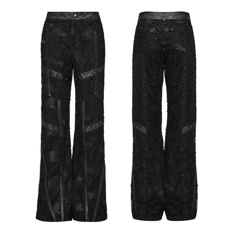 Zerrissene Punk-Jeanshose aus Netzstoff für Damen