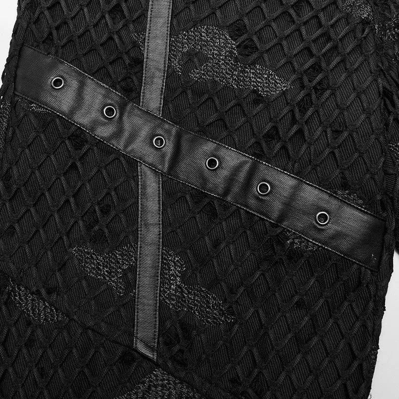 Zerrissene Punk-Jeanshose aus Netzstoff für Damen