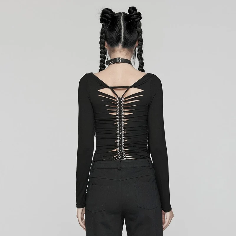 T-Shirt mit Gothic-Skelett-Aufdruck für Damen