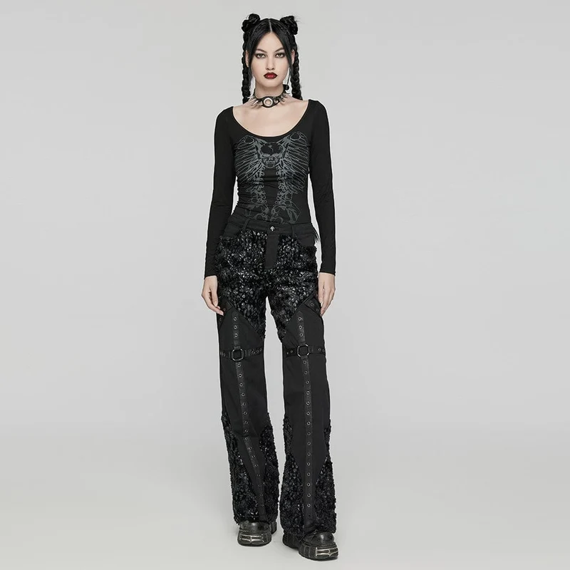 T-Shirt mit Gothic-Skelett-Aufdruck für Damen