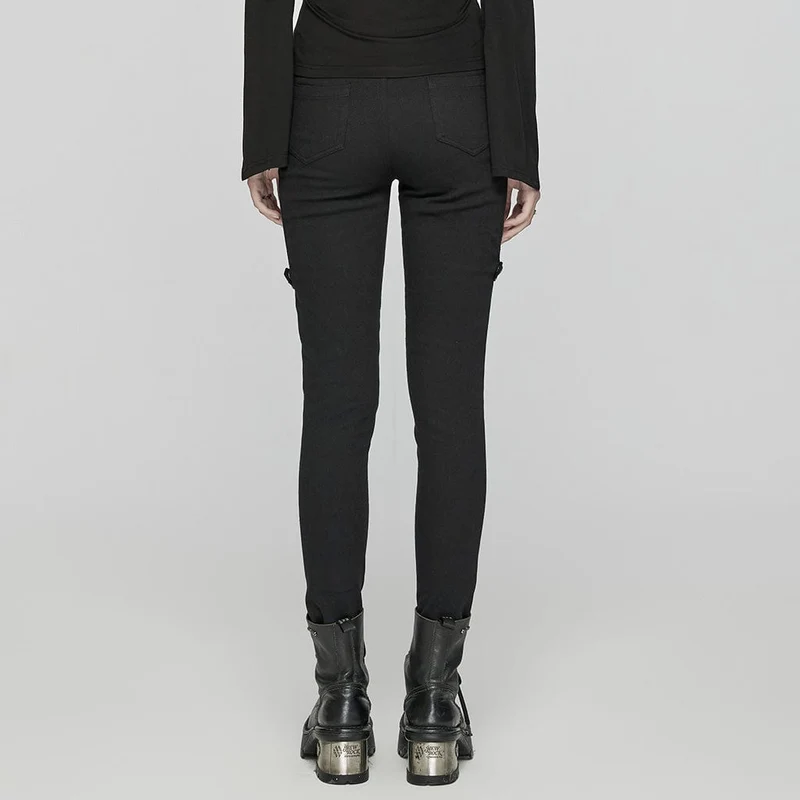 Damen Punk Skelett Lackleder Splice Hose