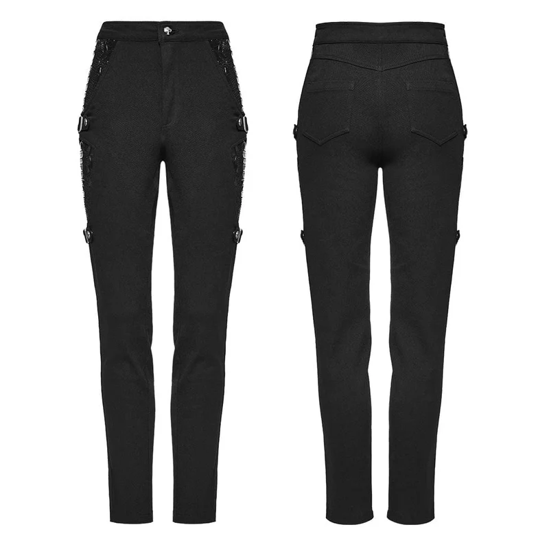 Damen Punk Skelett Lackleder Splice Hose