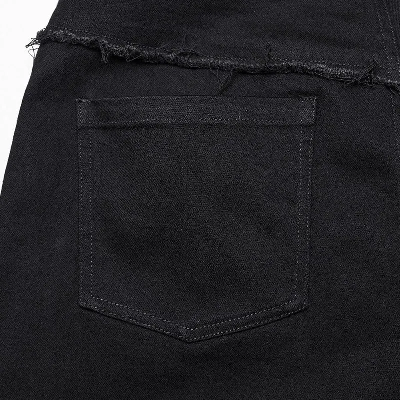 Damen Jeanshose mit Punk-Kreuz-Patch und großen Taschen