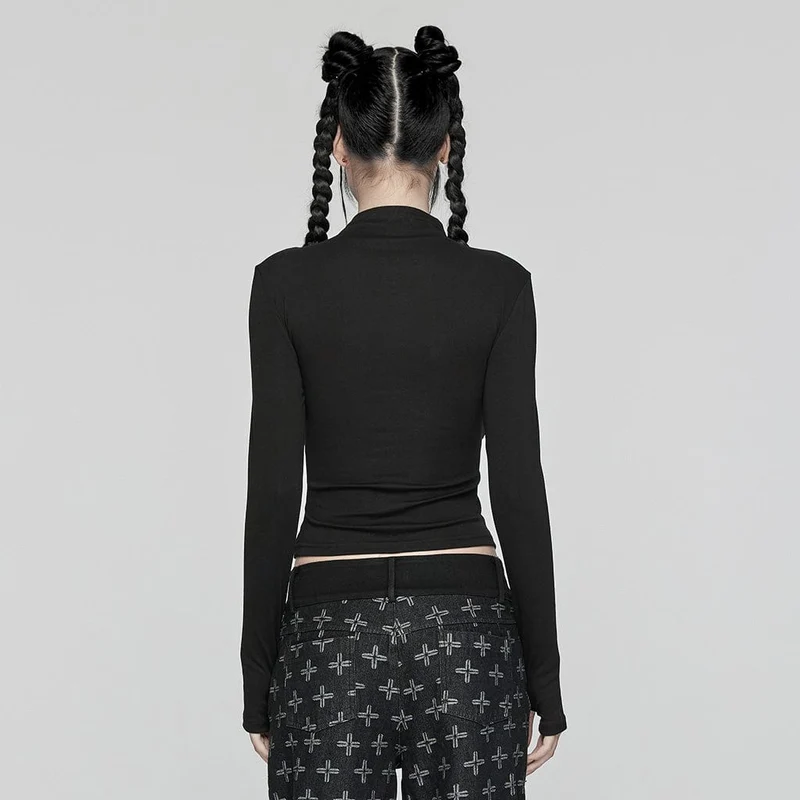 Punk-Blusen mit Schnürung und Netzstoff für Damen