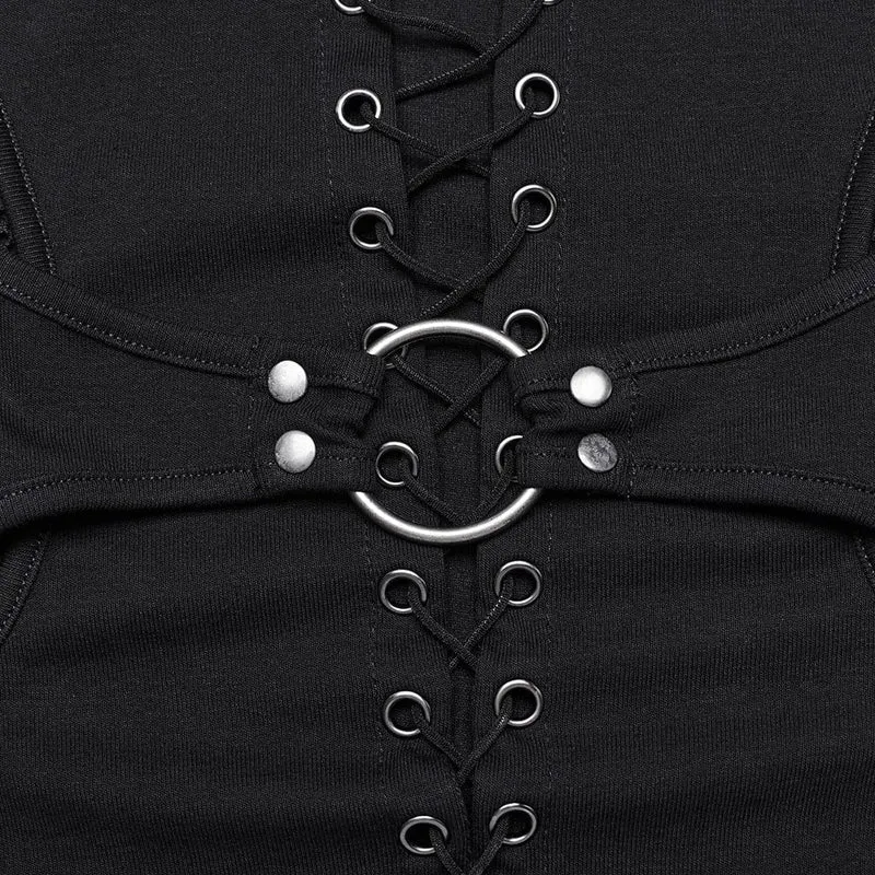 Punk-Blusen mit Schnürung und Netzstoff für Damen
