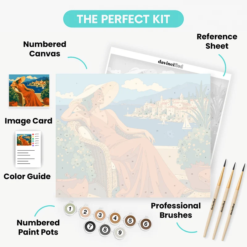 Mediterranean Terrace Lady - Paint by Numbers Kit