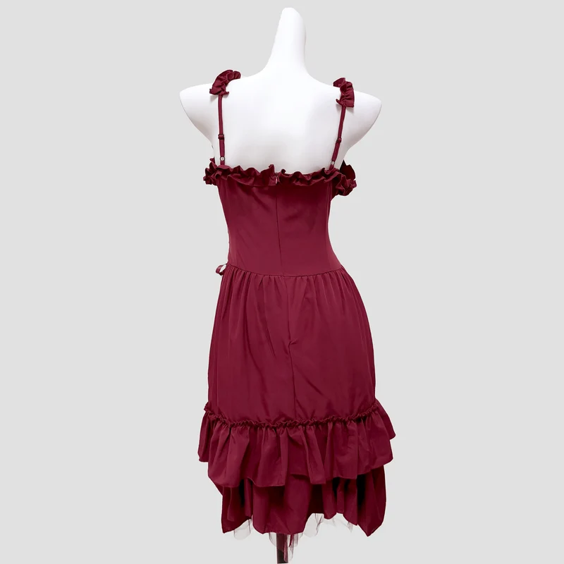 Gothic-Ballkleid mit Rüschen und mehreren Lagen für Damen