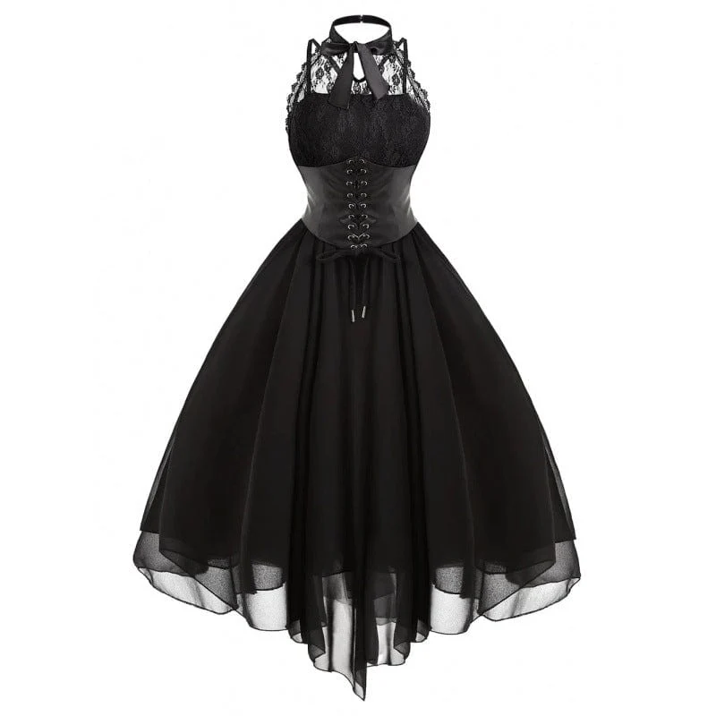 Gothic-Partykleid mit Spitzenbesatz für Damen