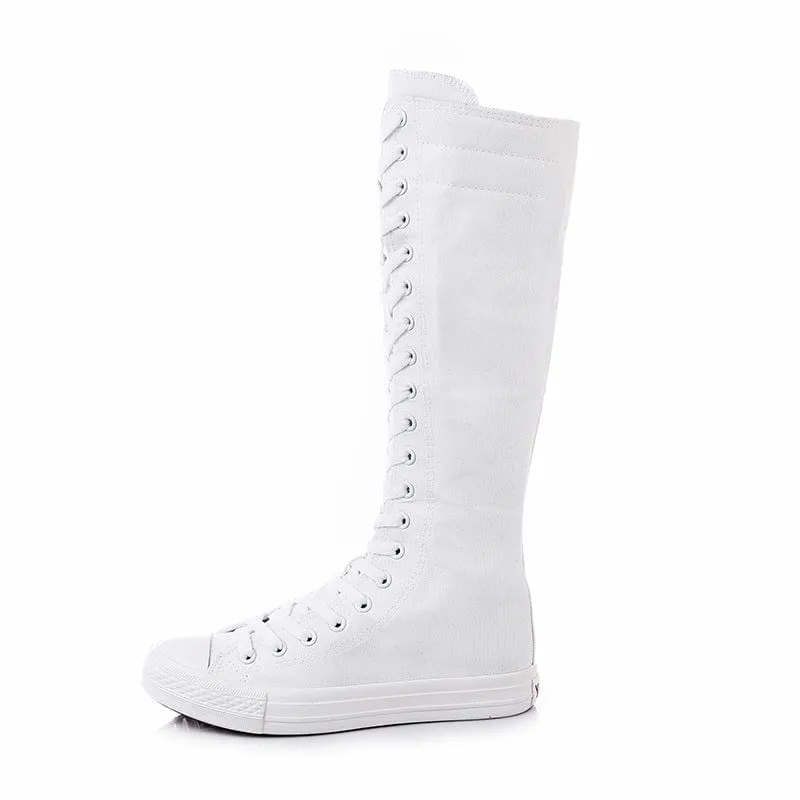 Punk-Schnürstiefel aus Canvas für Damen