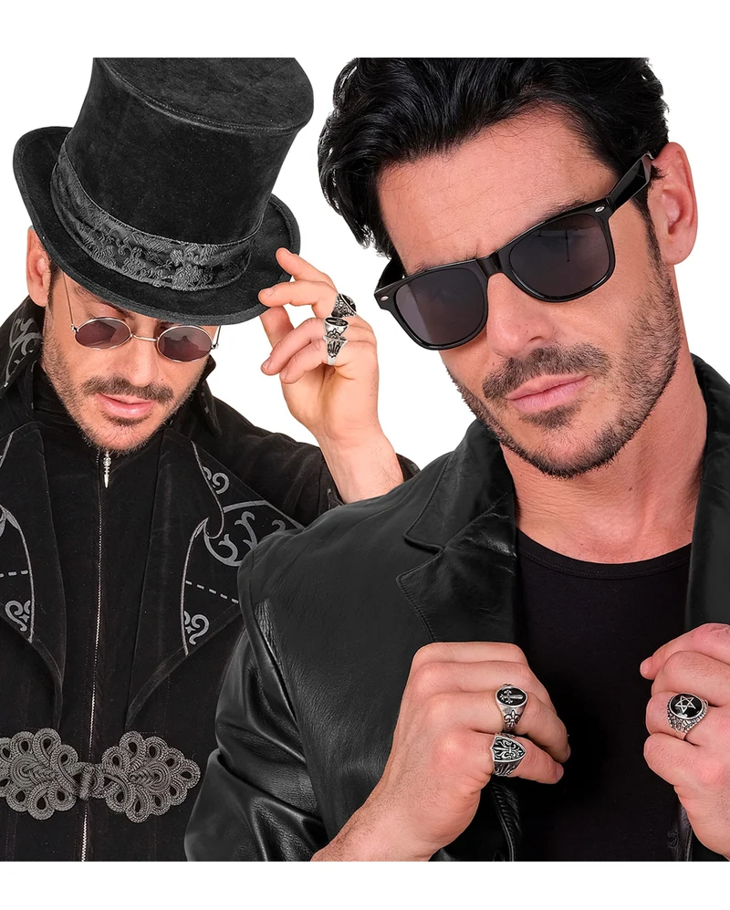 Gothic Ringe als Kostümschmuck 3er-Set