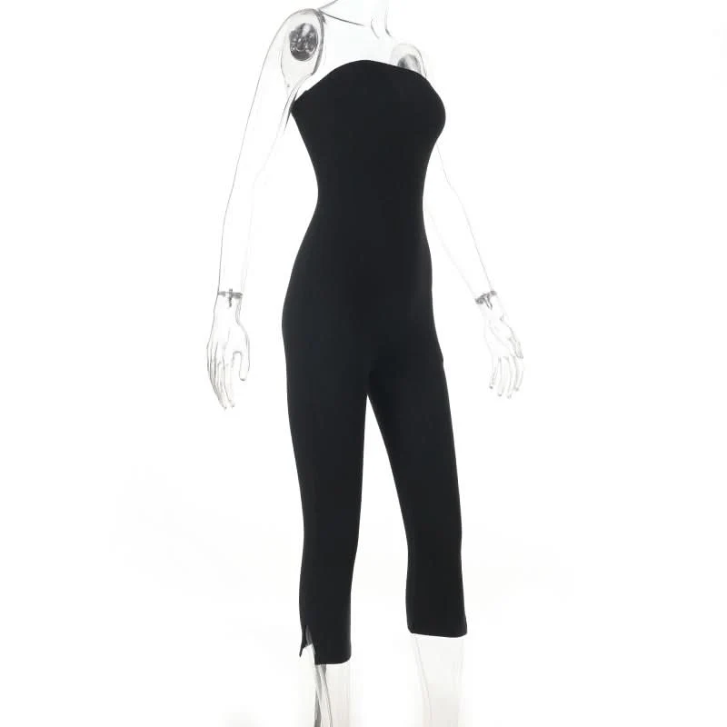 Backless corset slit jumpsuit