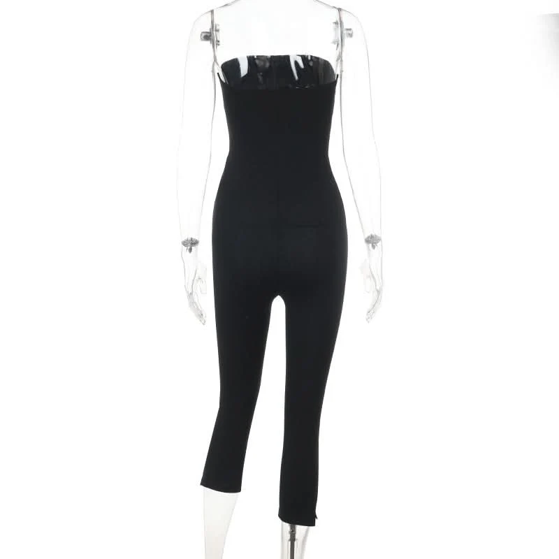 Backless corset slit jumpsuit