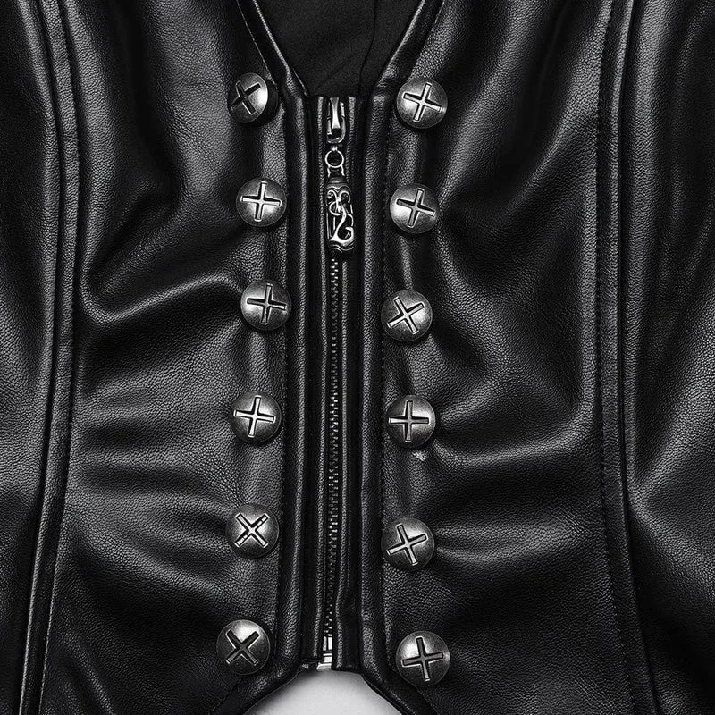 Punk-Weste aus Kunstleder mit Schnürung für Damen