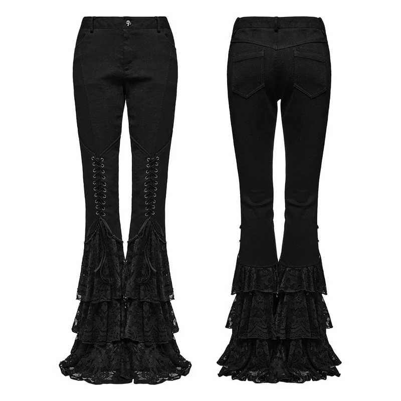 Gothic Schlaghose mit Schnürung für Damen