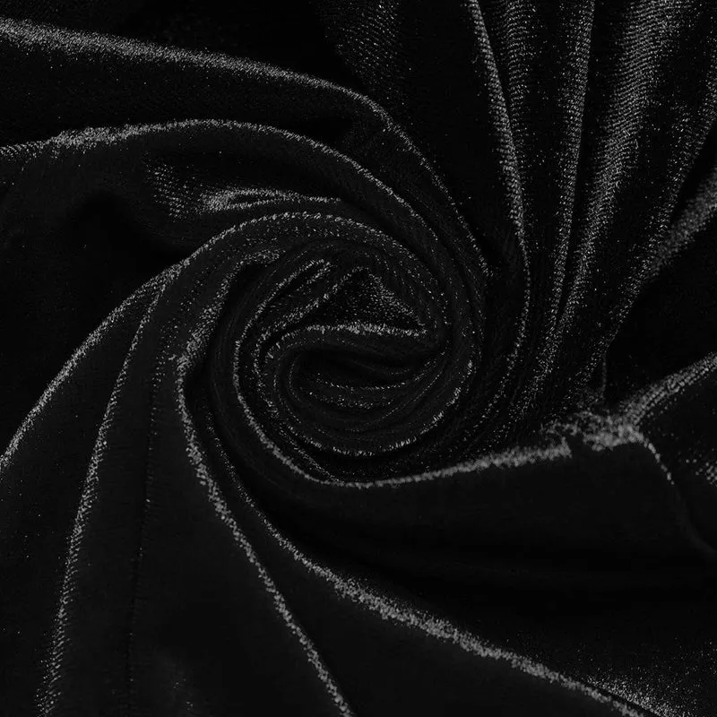 Schwarzes Gothic-Samtkleid für Damen mit Puppenkragen und Schnürung